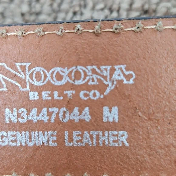 Nocona Belt Co Brown Floral Rhinestones Silver Buckle Sz Med Womens - Picture 8 of 8